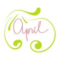 Vector illustration of isolated spring lettering with abstract elements April. Royalty Free Stock Photo