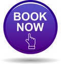 Book now icon web button violet