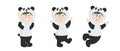 Vector illustration child in animal carnival costume. Cute cartoon baby in a panda costume in different poses