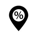 Discount icon on pin location Royalty Free Stock Photo