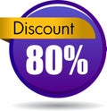 80 Discount web button Royalty Free Stock Photo