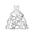 Vector illustration isolated on white background, dress hand drawing, fashion, wedding dress