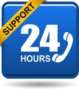 24 hours support web button blue Royalty Free Stock Photo