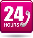 24 hours support web button pink Royalty Free Stock Photo