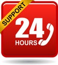 24 hours support web button red