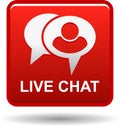 Live chat icon web button red Royalty Free Stock Photo