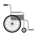 Vector illustration isolated on white background. Monochrome wheelchair in the hospital. Cartoon flat style object design Royalty Free Stock Photo