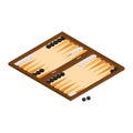 Backgammon wooden board and chips for game. Board game Royalty Free Stock Photo