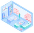 Vector illustration of isometric big director office interior