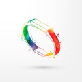 Vector illustration of isometric watercolor smartwatch, rainbow paints. Illustration of fitness tracker. Modern smart