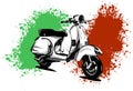 Vector illustration of an Italian scooter with flag