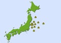 Vector illustration of Japan which releases radioactive water from Fukushima nuclear power plant