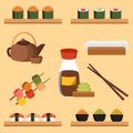 Vector illustration with japanese cuisine objects