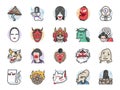 Japanese ghost icon set. Included icons as spirit, monster, demon, folklore and more.