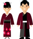 Vector illustration of japanese male and female