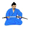 Vector illustration of a Japanese samurai ronin Royalty Free Stock Photo