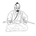 Vector illustration of a Japanese samurai Royalty Free Stock Photo