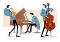 Vector illustration of a Jazz band with double-bass Royalty Free Stock Photo