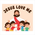 Vector illustration of Jesus hugging children with love