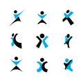 Vector illustration of joyful abstract individual with arms reaching up.