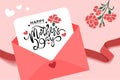 Vector illustration of joyous celebration happy mother's day, card envelope for sending wishes to mom