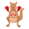 Vector illustration of Kangaroo boxing cartoon