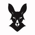 Black silhouette, tattoo of a kangaroo head on white isolated background. Vector Royalty Free Stock Photo