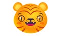 Vector illustration of kawaii tiger head. Tiger emoji for Chinese new year