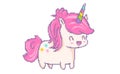 Vector illustration of a kawaii unicorn in pixel art style Royalty Free Stock Photo