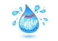 Vector illustration of kawaii water drop in 3D style for Songkran festival. Vector icon of kawaii rain drop Royalty Free Stock Photo