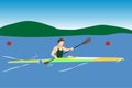 Sportsmen kayaker training or competition