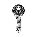 Vector illustration key with  ornament.  Hand drawn ornate key Royalty Free Stock Photo
