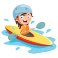 Vector Illustration Of Kid Canoeing