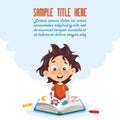 Vector Illustration Of Kid Reading BookVector Illustration Of A Kid Coloring Book