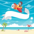 Vector Illustration Of Kid Flying Plane With Banner Royalty Free Stock Photo