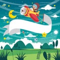 Vector Illustration Of Kid Flying Plane With Banner Royalty Free Stock Photo