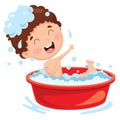 Vector Illustration Of Kid Having Bath