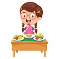 Vector Illustration Of Kid Having Breakfast