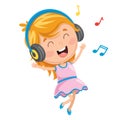 Vector Illustration Of Kid Listening Music Royalty Free Stock Photo