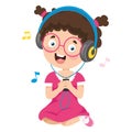 Vector Illustration Of Kid Listening Music Royalty Free Stock Photo