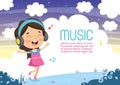 Vector Illustration Of Kid Listening Music Royalty Free Stock Photo