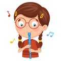 Vector Illustration Of Kid Playing Flute