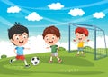 Vector Illustration Of Kid Playing Football Royalty Free Stock Photo