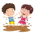 Vector Illustration Of A Kid Playing In Mud Royalty Free Stock Photo