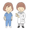 Vector illustration of kid professions, doctor and nurse. What I want to be when grow up, Children occupations costume, Childhood