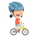 Vector Illustration Of Kid Riding Bike Royalty Free Stock Photo