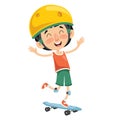 Vector Illustration Of Kid Skateboarding Royalty Free Stock Photo