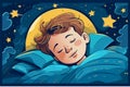 vector illustration of Kid Sleeping And Waking Up Royalty Free Stock Photo