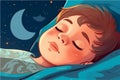 vector illustration of Kid Sleeping And Waking Up Royalty Free Stock Photo