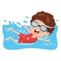 Vector Illustration Of A Kid Swimming Royalty Free Stock Photo